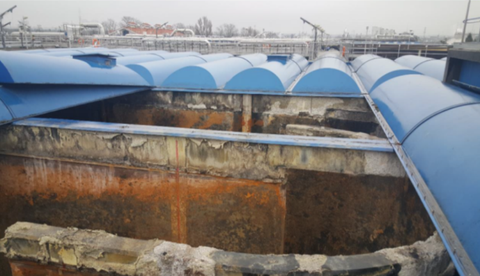 Schade aan beton als gevolg van afvalwater